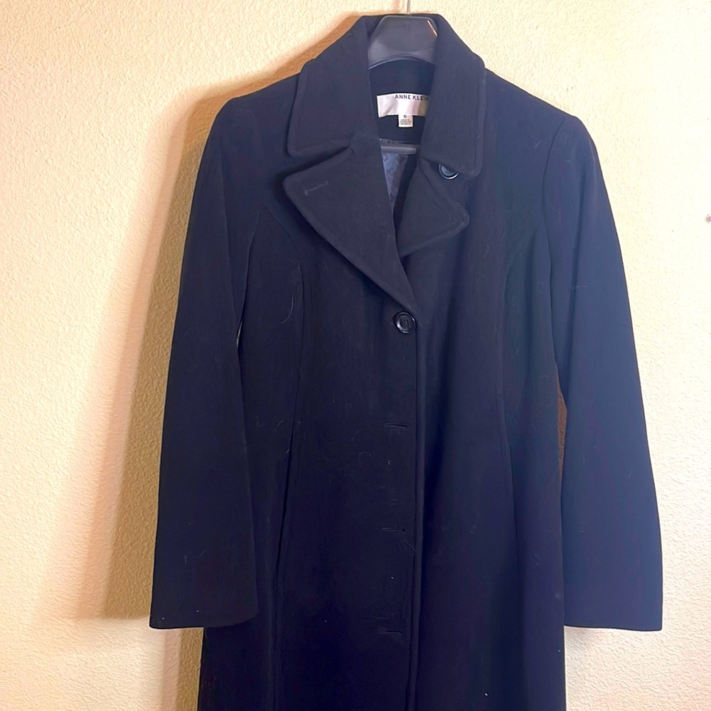 Anne Klein full black overcoat. Size 6.